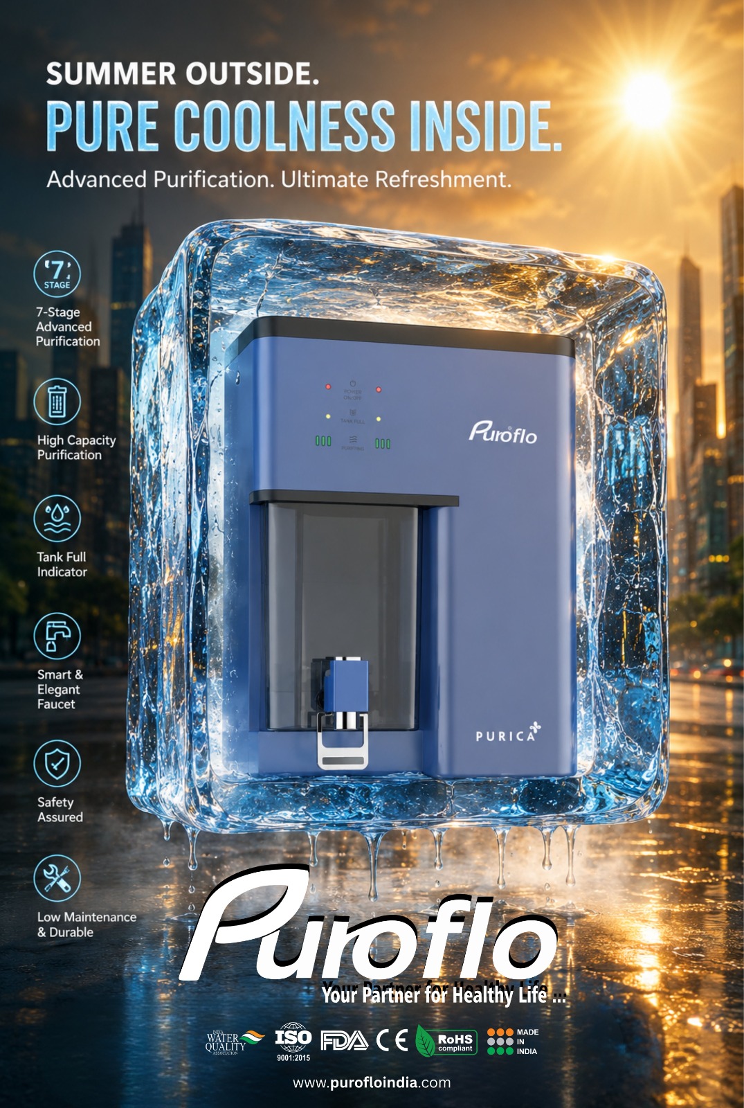 Puroflo PURICA (RO+UV+COPPER ZINC WITH ALKALINE) gallery thumbnail 7