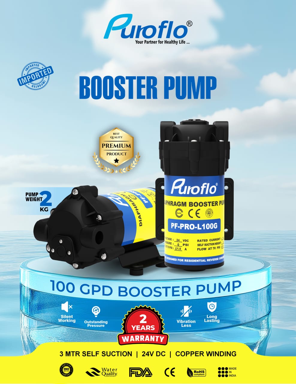 Puroflo Booster Pump 100GPD by Puroflo